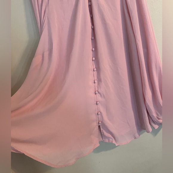 Torrid Georgette blouse women’s 4X pink long sleeve button front NWT smocked - Picture 4 of 12